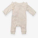 Sleepsuit zipped white with pink spots