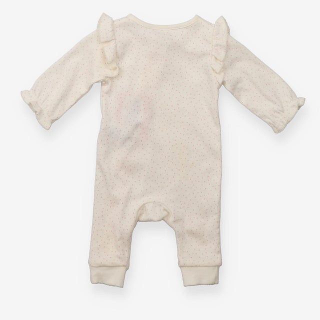 Sleepsuit zipped white with pink spots