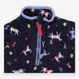 Sweater 1/2 zip navy horses