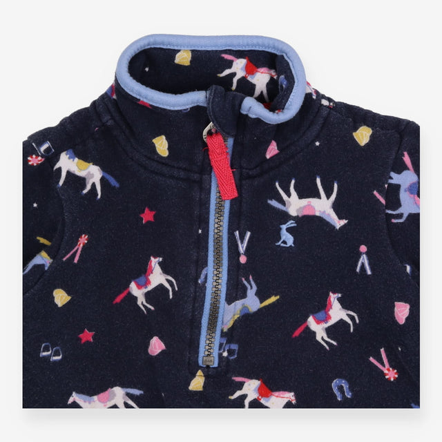 Sweater 1/2 zip navy horses