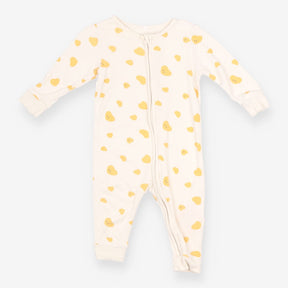 Sleepsuit White Yellow Hearts