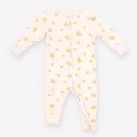 Sleepsuit White Yellow Hearts