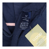 Hoodie Navy Blue Striped Trim Pocket Drawstring Lo