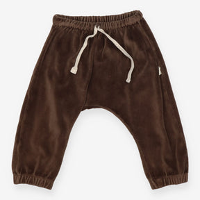 Joggers brown velour cream tie