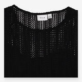 Black crochet knit midi dress with matching slip
