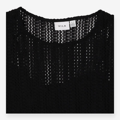 Black crochet knit midi dress with matching slip