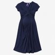 Navy Knot Front Short Sleeve Maternity Dress