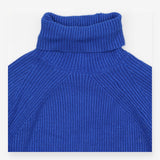 Roll Neck Jumper Sapphire Blue Ribbed Knit
