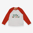 T Shirt Orange Sleeve and White Top ''Stay Wild''