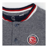 Tee Shirt Long Sleeve Grey Grandad Collar Navy