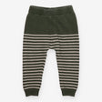 Green and white stripe knit leggings