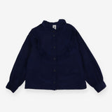 Blouse blue cord LS frill