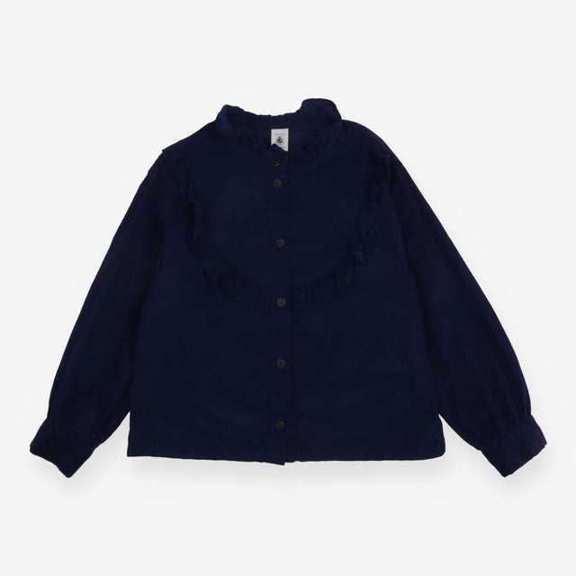 Blouse blue cord LS frill