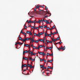 Pink and red Floral Fleece Pramsuit with Mittens