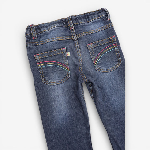 Jeans mid blue rinse with pink floral lining 