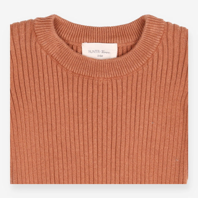 Brown Ribbed Bodysuit 