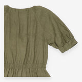 Jumpsuit in Linen V-Neck Belted Button Down Olive 