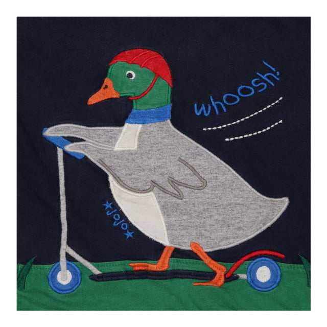 Tee LS navy blue duck on scooter