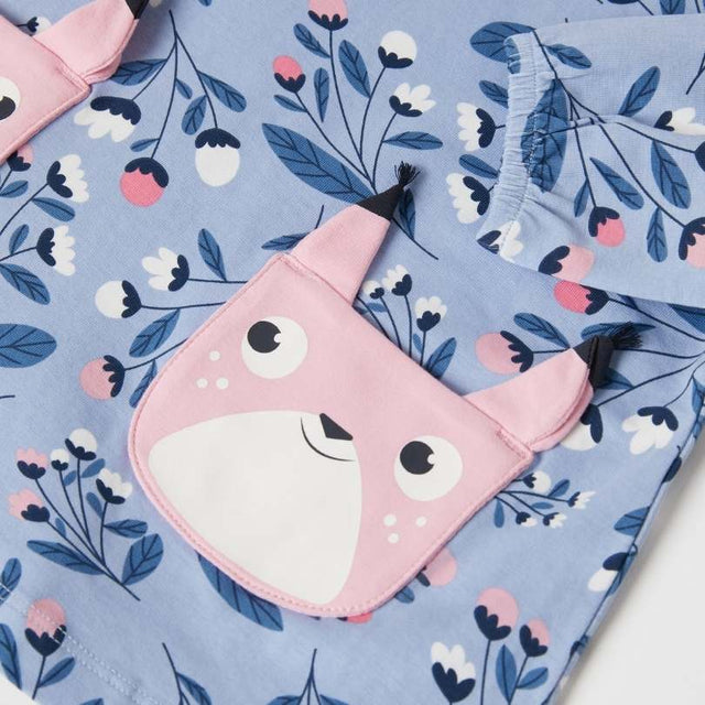 Blue squirrel pocket tunic