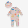 Full swimsuit pink under the sea and hat