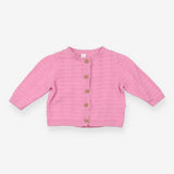 Pink knit cardigans with wooden button