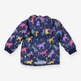 Navy coat purple lined with unicorns