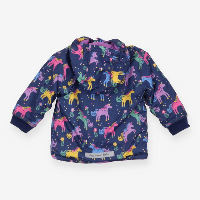 Navy coat purple lined with unicorns