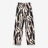 Trousers  Black Cream Abstract Print High Waist Pa