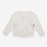 Cardigan White Cable with brown buttons