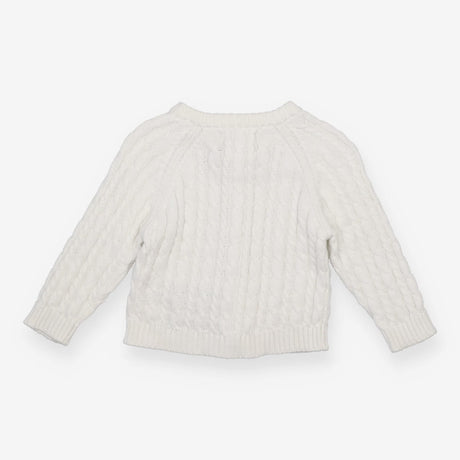 Cardigan White Cable with brown buttons