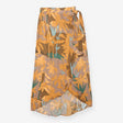 Wrap Skirt Mustard Brown Botanical Print Tie Waist