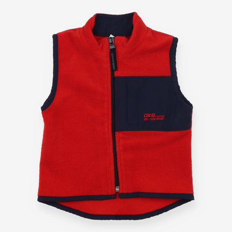 Gilet Fleece Red and Navy with Pocket