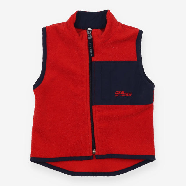 Gilet Fleece Red and Navy with Pocket