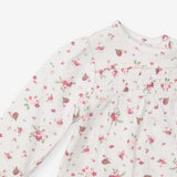 White LS top with robins and flowers