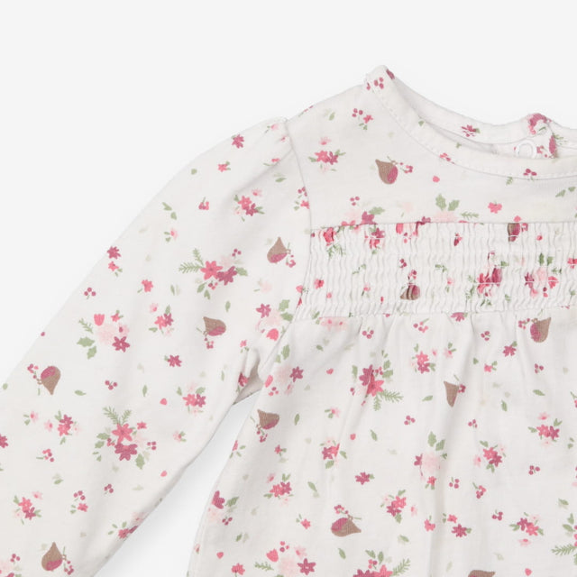 White LS top with robins and flowers