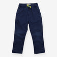 Pull on trousers navy with yellow drawstring