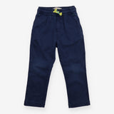 Pull on trousers navy with yellow drawstring