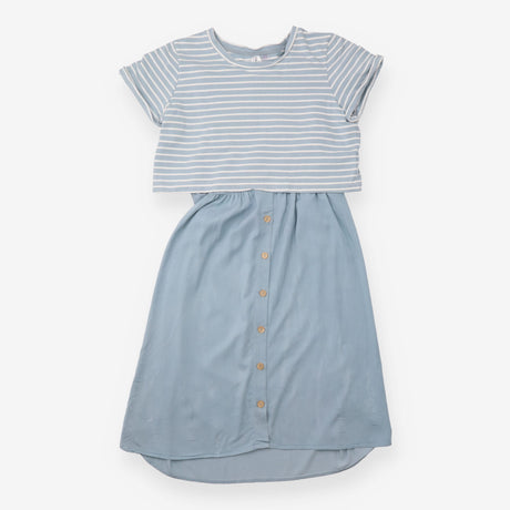 Two-in-One Maternity Nursing Dress Blue Stripe