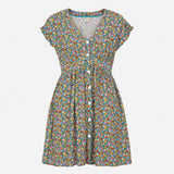 Multicolour Floral Dress Button Front V Neck