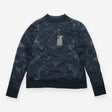 Navy Abstract Print Sheer Roll Neck Jumper