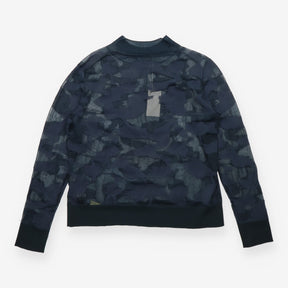 Navy Abstract Print Sheer Roll Neck Jumper