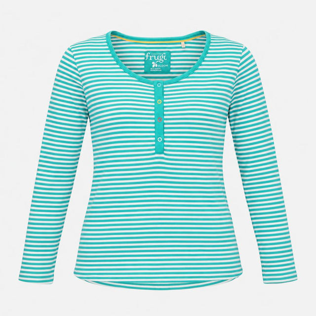 Maternity Top Green Striped Button Front