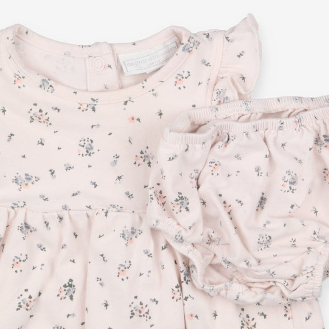 Dress & knickers jersey pink frill shoulder dainty