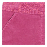 Pink Velour Mini Skirt – Floral Embroidered Edges