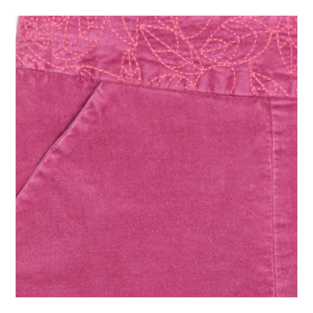 Pink Velour Mini Skirt – Floral Embroidered Edges