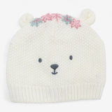 Cream Bear Hat with Flowers