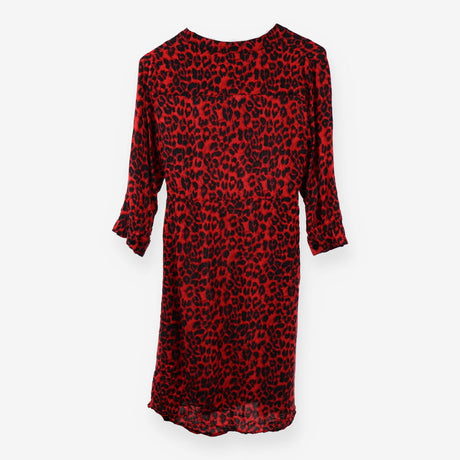 Red Leopard Print Tea Dress Back Tie Maternity Mid