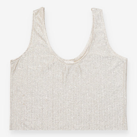 Top Metallic Textured Sleeveless Silver Gold