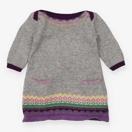 Dress knit grey purple edging pockets