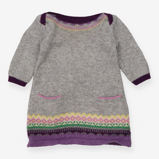Dress knit grey purple edging pockets